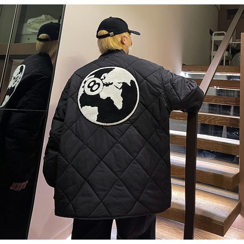 冬季新款设计感菱格棉服拉链棒球服室内模特m833p110，男装棉衣，电商A030