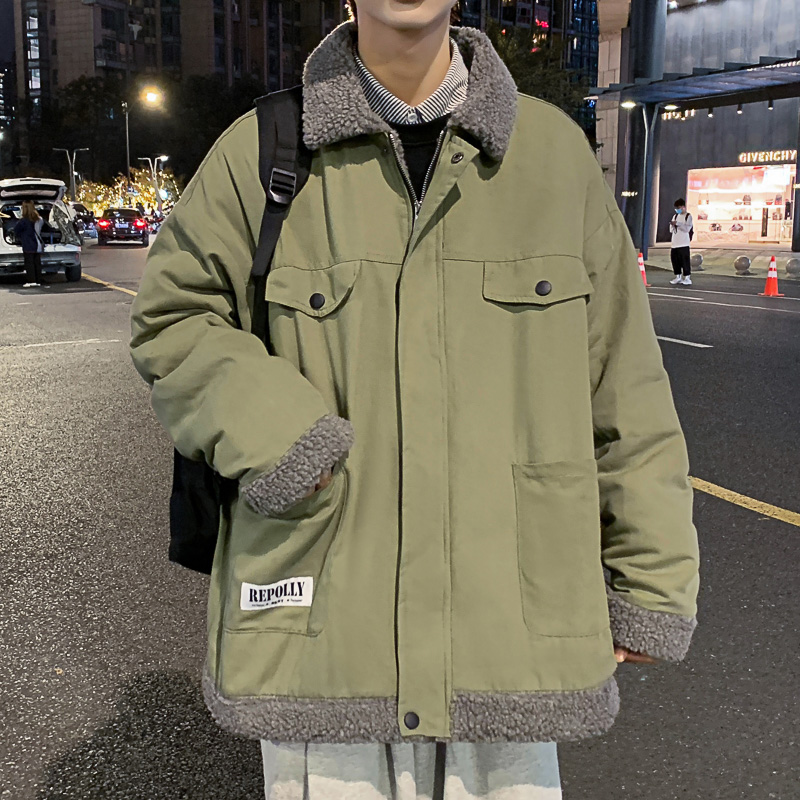羊羔毛美式复古翻领棉服街景8211p110，男装棉衣，电商A030