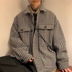 抖音直播 千鸟 外套 美式 休闲 宽松 夹克 JK6666 暖墙 P85图片