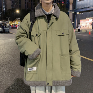 羊羔毛美式复古翻领棉服 街景 8211 p110图片
