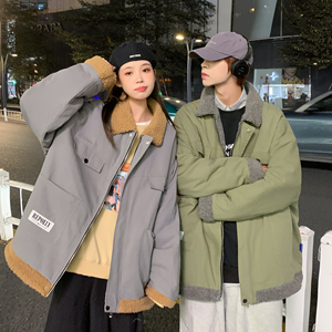 羊羔毛美式复古翻领棉服 街景 8211 p110图片