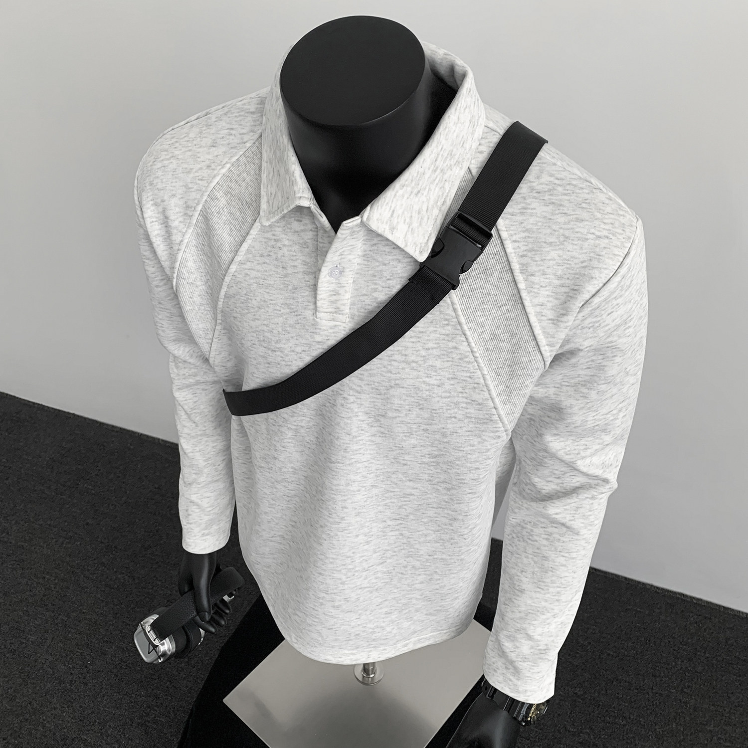 5w+280g曼巴棉2026春款重磅POLO衫翻领长袖T恤假模特T2599特P18，男装T恤，电商A030