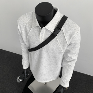 5w+280g曼巴棉 2026春款重磅POLO衫翻领长袖T恤假模特T2599 特P18，男装T恤，电商A030