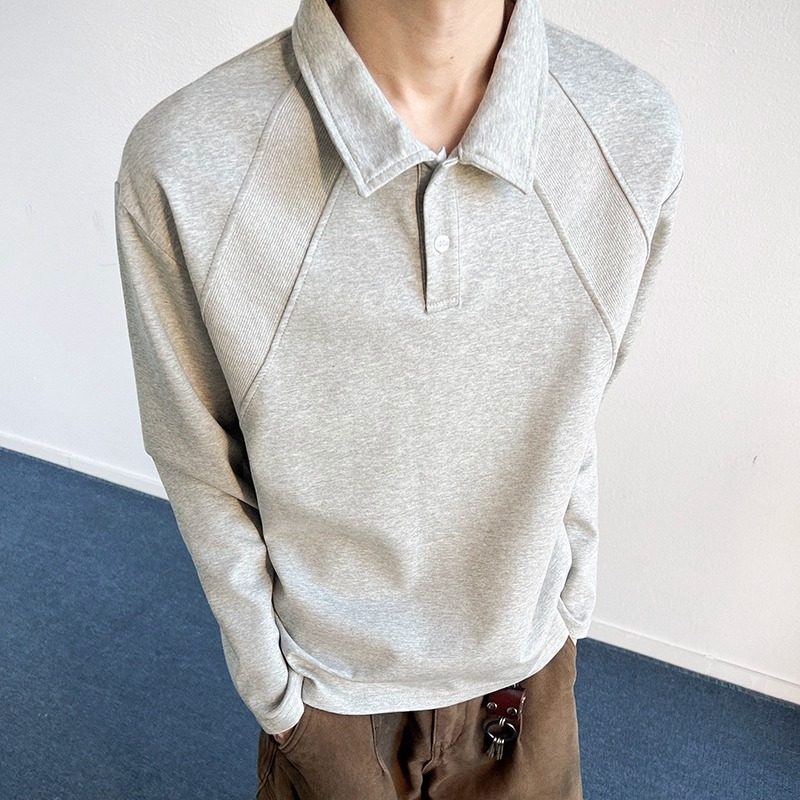 5w+280g2026春款曼巴棉重磅POLO衫翻领长袖T恤室内模特T2599P19,男装T恤,电商A030
