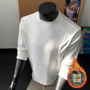 1w+420g德绒加绒2026春款解构长袖圆领T恤 假模特 T2602-JR P18.5，男装T恤，电商A030