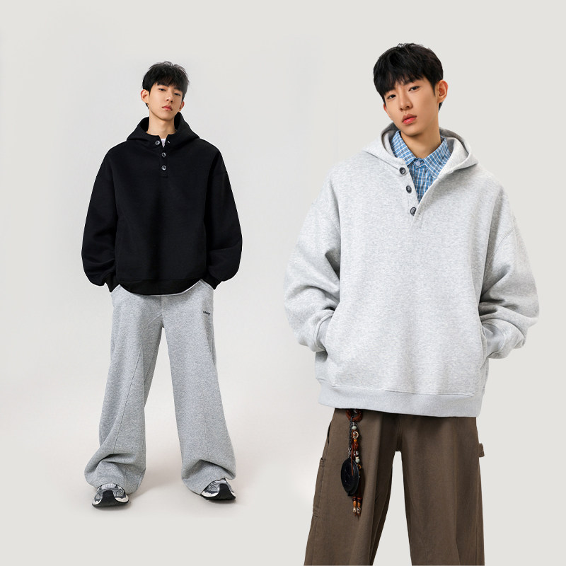 3k件+350g华棉2026春高街连帽扣子套头卫衣无影墙WY609特P35，男装卫衣，电商A030