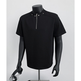 5千件氨纶棉280g2026春款美式半拉链垫肩短袖t恤男半袖T2531P18，男装T恤，电商A030