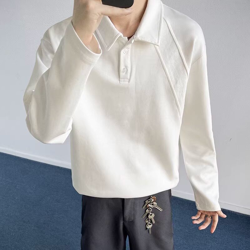 5w+280g曼巴棉2026春重磅POLO衫翻领长袖T恤室内模特T2599特P18,男装T恤,电商A030