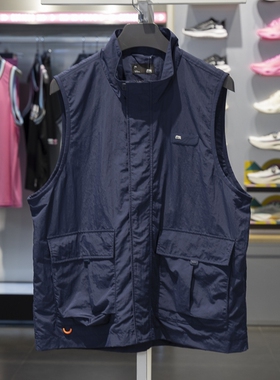 李宁拼接马甲2024秋季新品CROSS男子防泼水宽松无袖背心AMDU021