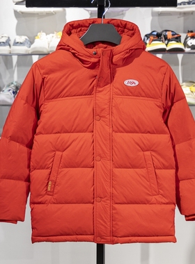 李宁儿童红色加厚羽绒服2025春季新年款女童男童连帽外套YYMV003