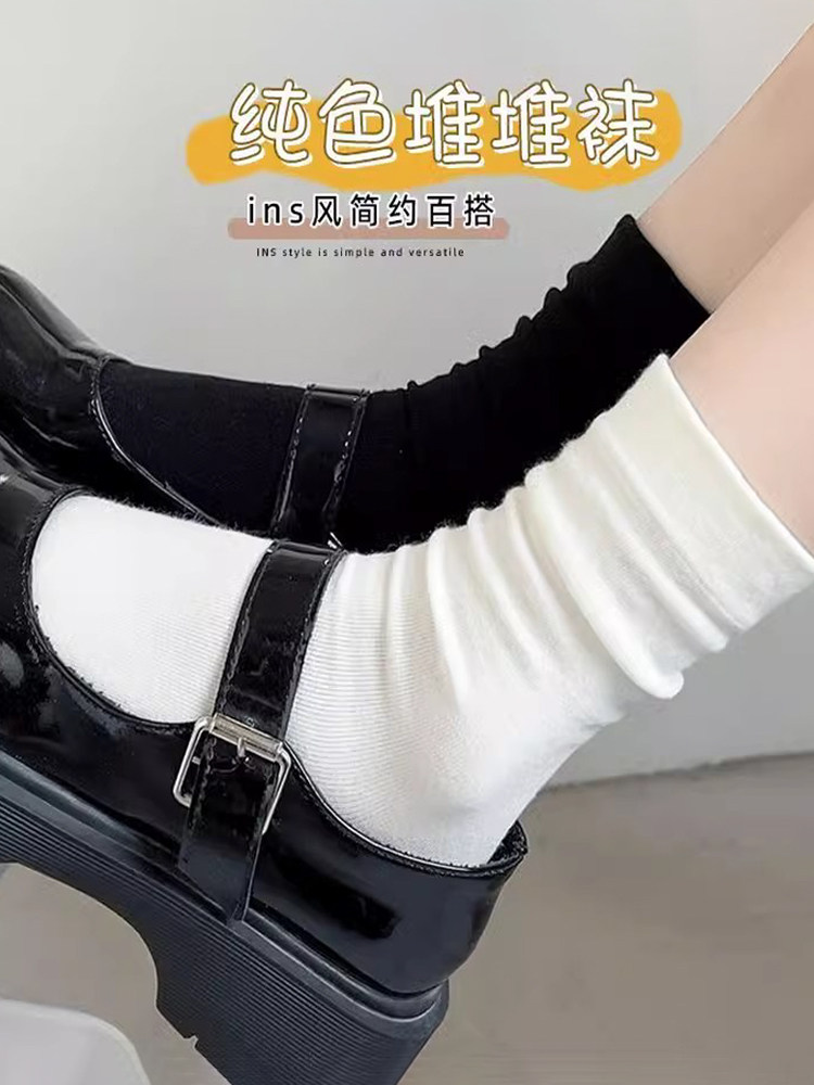 儿童白色袜子夏季薄款大童中筒袜长筒女童堆堆袜学生夏天女孩长袜