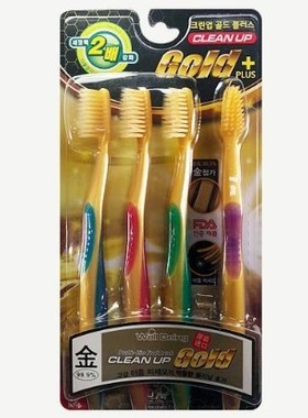 韩国进口cleanup gold超细软毛金牙刷4只装家庭装健齿护龈清洁