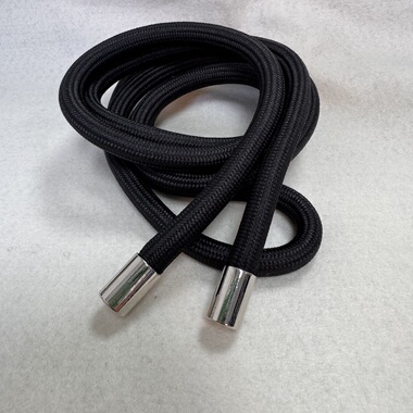 26新款加粗硬朗10mm圆绳子黑色涤纶粗帽绳腰绳配高定银色啤咀绳头