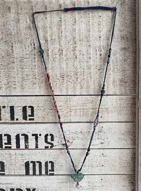 原创小众设计植物染草木染线绳进口捷克珠颈链毛衣链手工挂饰项链