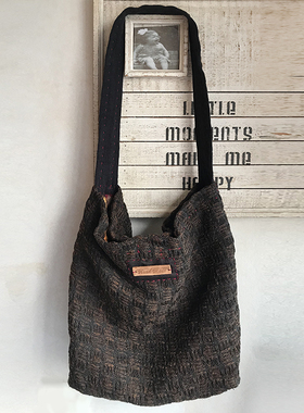 柞蚕丝香云纱真丝原创手工刺子绣通勤托特休闲包单肩包背包