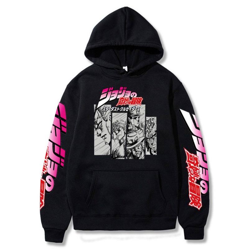 jojo的奇妙冒险承太郎动漫加绒男连帽衫跨境带帽卫衣anime hoodie