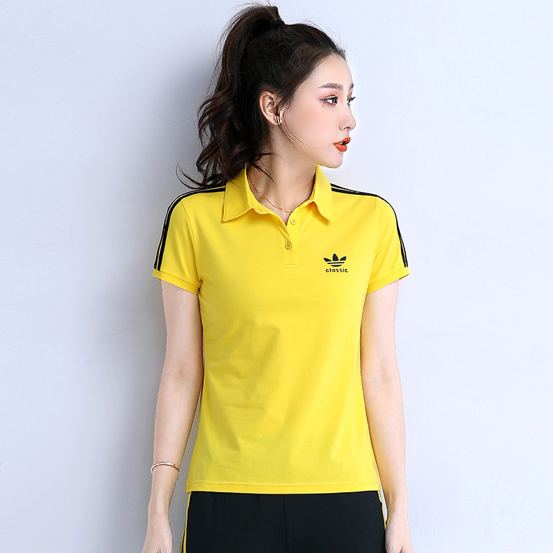 夏季女翻领半袖POLO衫纯棉短袖工作服T恤工衣工装定制印字logo