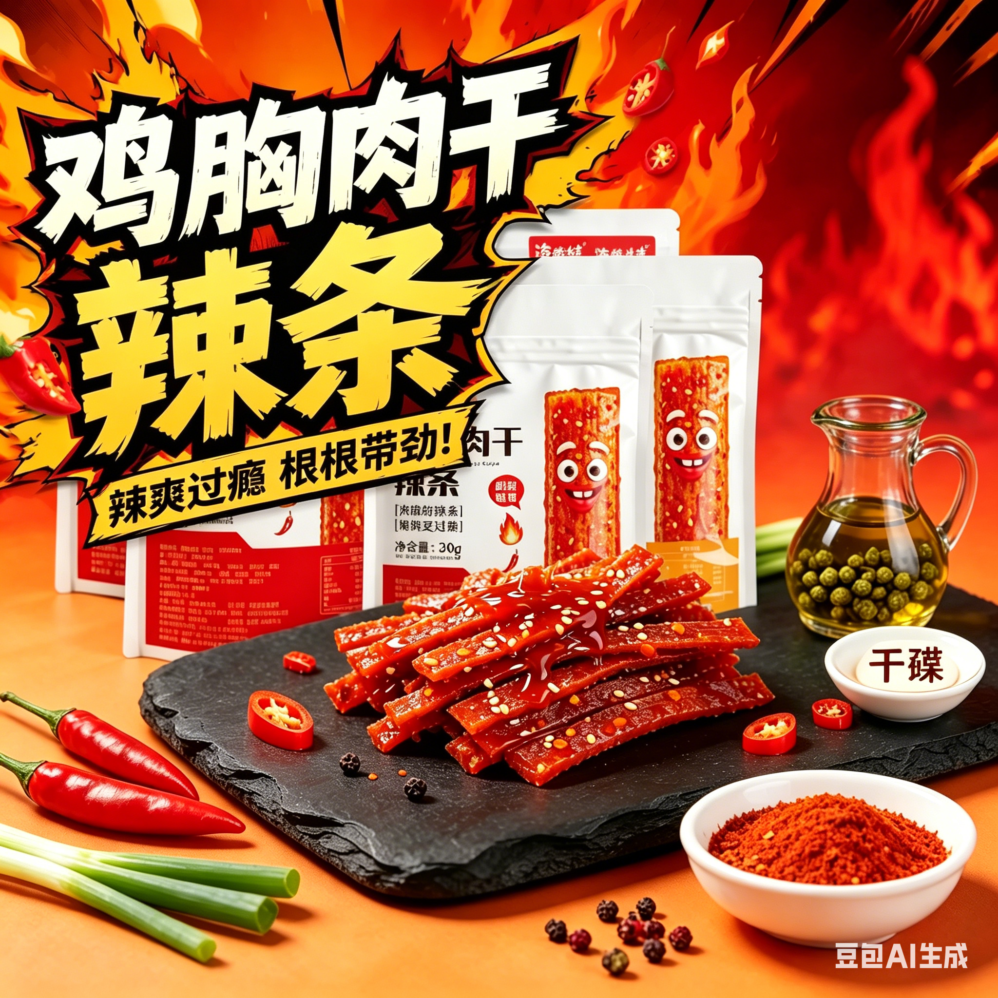 麻辣鸡胸肉干面筋制品30g袋装
