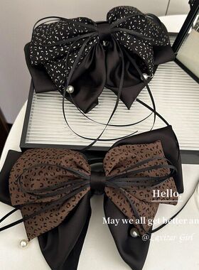 气质夹复古马尾时尚高级感鲨鱼豹纹发抓头饰蝴蝶结发夹小奶女半扎