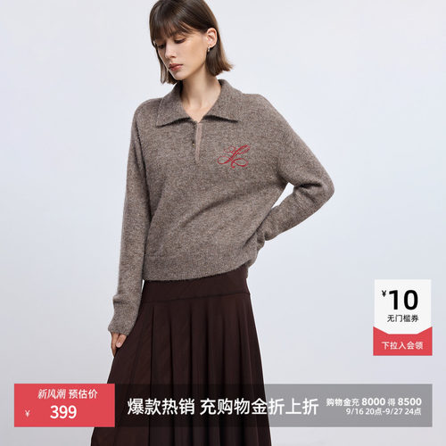 LILY羊驼毛混纺复古套头针织衫