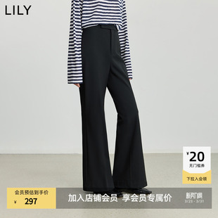 微喇休闲裤 LILY2025冬新款 显瘦气质通勤神裤 磨毛黑色喇叭裤 女装