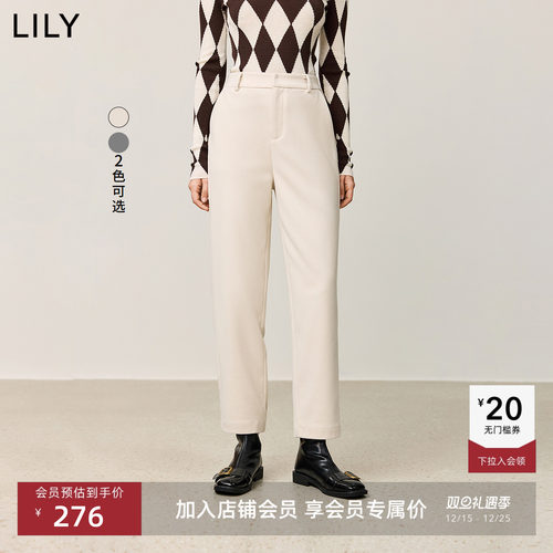 LILY磨毛百搭女装加厚直筒裤