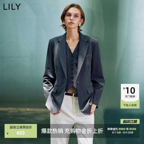 LILY垫肩商务通勤单排扣长袖西装