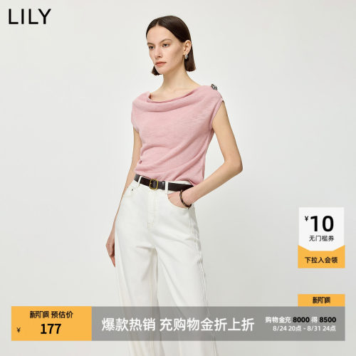 LILY一字肩通勤套头薄款针织衫