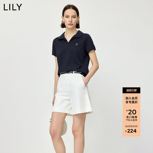 LILY通勤醋酸新款莫代尔混纺短袖