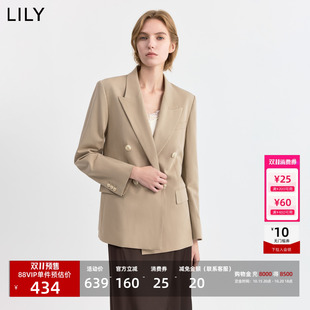【天猫预售】LILY2026秋新款松弛感老钱风收腰通勤浅色西装外套女