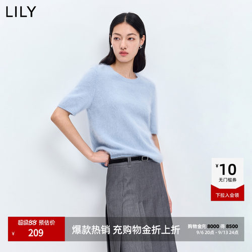 LILY山羊绒混纺短款套头针织衫
