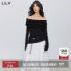 针织衫 LILY2025新款 气质一字肩弹力修身 长袖 女装 莱赛尔羊毛法式