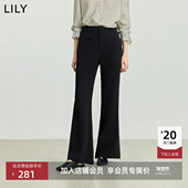 小黑裤 微喇西裤 醋酸混纺修身 开叉通勤休闲裤 LILY2025新款 女装