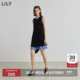 LILY2025新款 连衣裙 气质通勤黑色A字背心裙拼接无袖 女装 法式