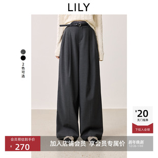 女装 LILY2025新款 经典 宽松休闲百搭直筒裤 女 阔腿裤 商场同款