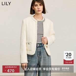 女装 LILY冬新款 绵羊毛混纺千金小香风气质短外套 商场同款