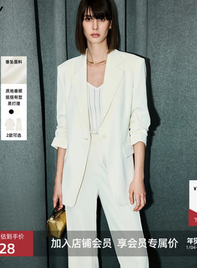 LILY2025新款女装简约气质通勤高级感都市修身休闲黑色西装外套