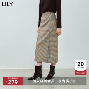 纹休闲气质通勤深色直筒半身裙女 复古老钱风格 LILY2025秋新款 经典