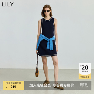 撞色通勤收腰无袖 女装 LILY2025新款 圆领背心连衣裙 商场同款