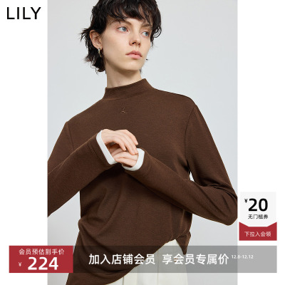 LILY混纺莱赛打底衫套头针织衫