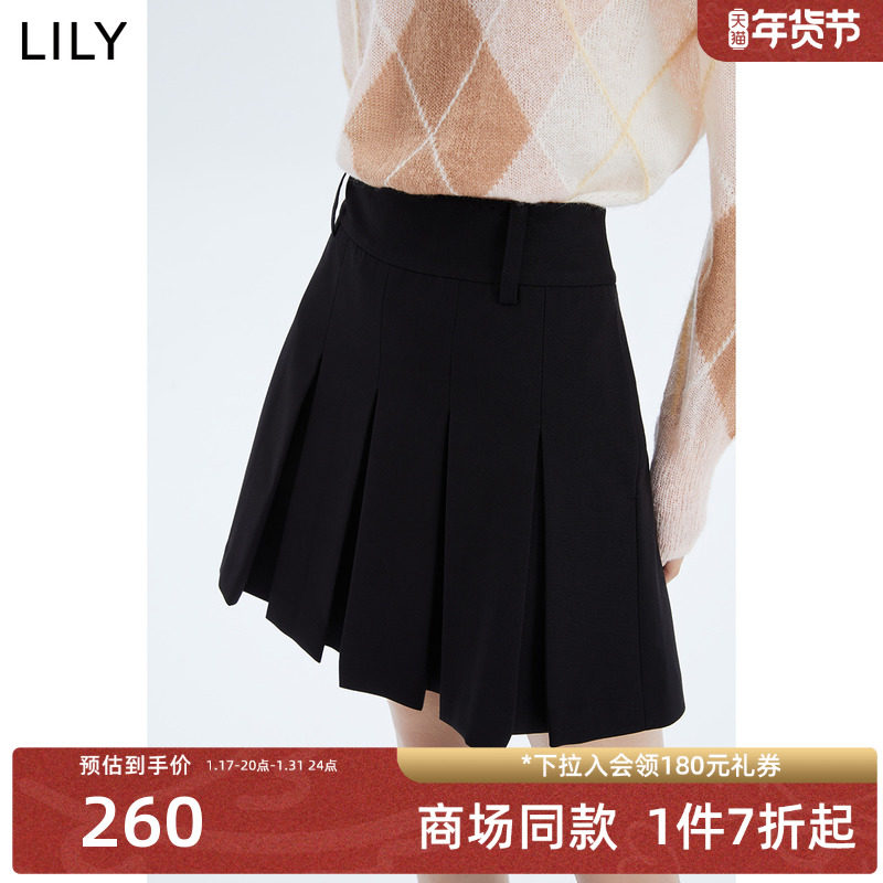 【商场同款】LILY2023新款女装时尚减龄百褶高腰阔腿休闲短裤女