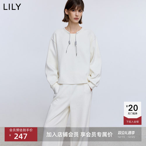 LILY短款通勤简约风系带套头卫衣