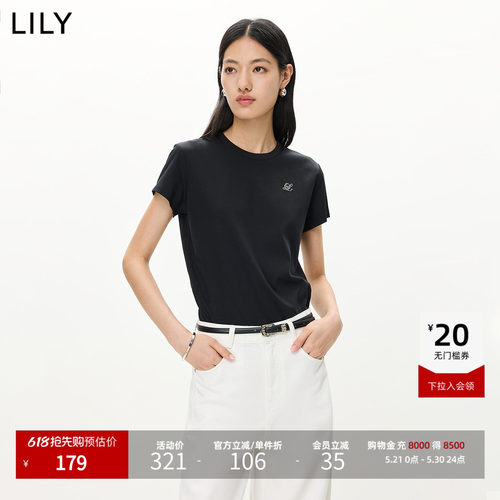 LILY通勤套头百搭纯色圆领短袖