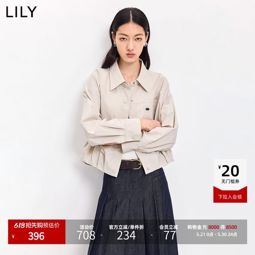 LILY翻领蝴蝶结可拆卸长袖外套