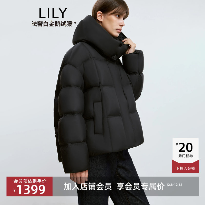 LILY鹅绒短款女加厚外套羽绒服