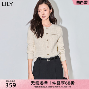 女装 含绵羊毛都市通勤浪漫温柔短款 修身 LILY2024春新款 款 针织开衫