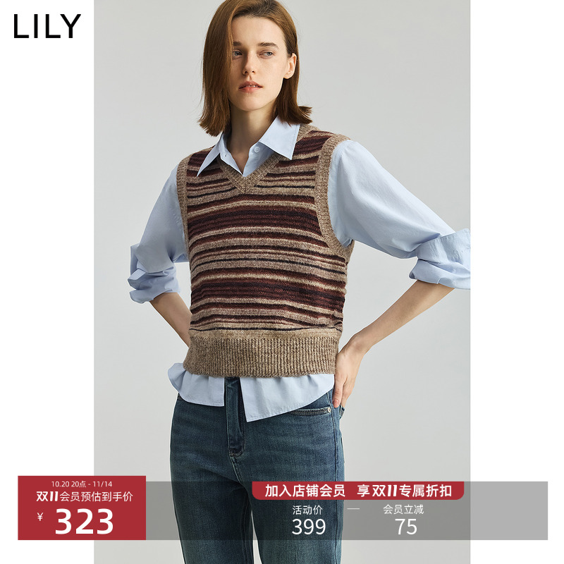 LILY女装马甲背心新款羊毛针织衫