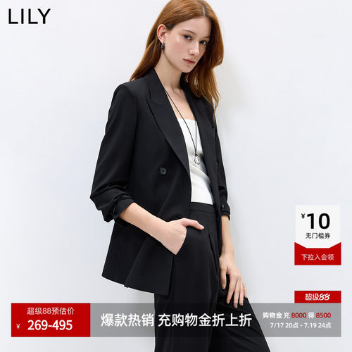 LILY通勤双排扣女装简约西装外套