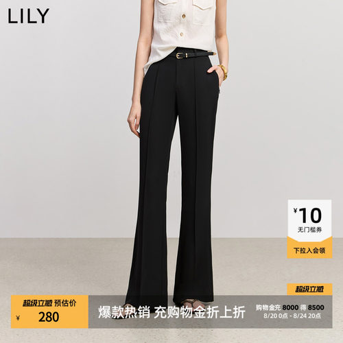 LILY超模小黑裤微喇通勤休闲裤
