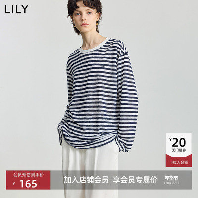 LILY通勤百搭撞色条纹简约T恤
